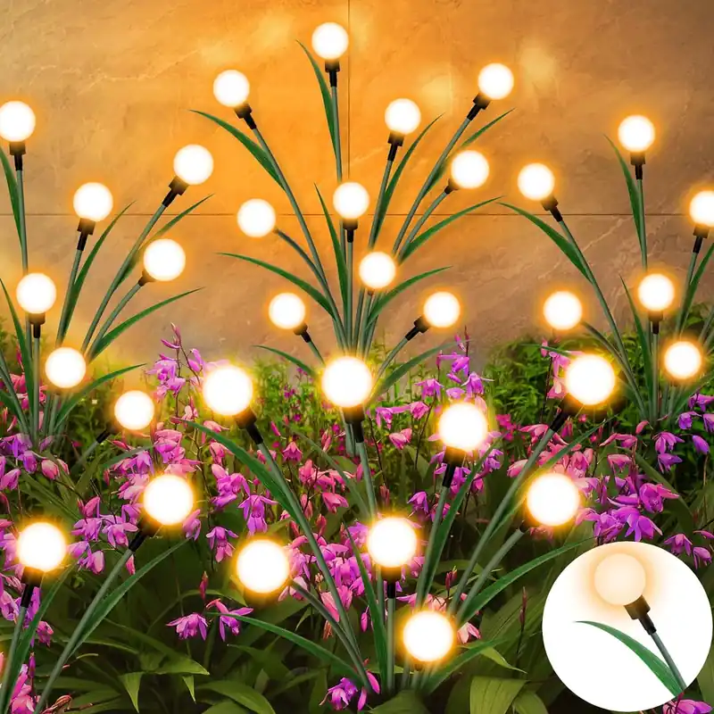 Zonne Tuinverlichting - 2024 Nieuw Verbeterd Bladontwerp 10 LED Zonne Vuurvlieglichten Snelle Levering