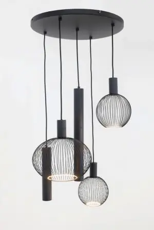 Seizoensaanbieding Hanglamp FILO rond 50 cm 5-lichts zwart | Compleet