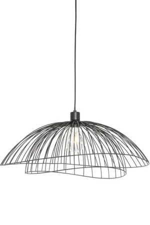 Qazqa hanglamp pua zwart e27 Lage Prijs