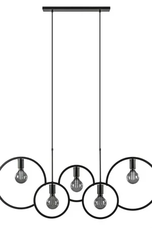 5-Lichts eettafelhanglamp ringen mat zwart Veilige Betaling