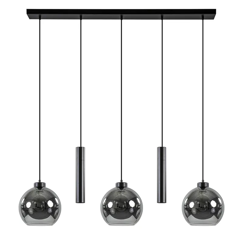 5-Lichts hanglamp cilinders en smoke glas Bestel Nu