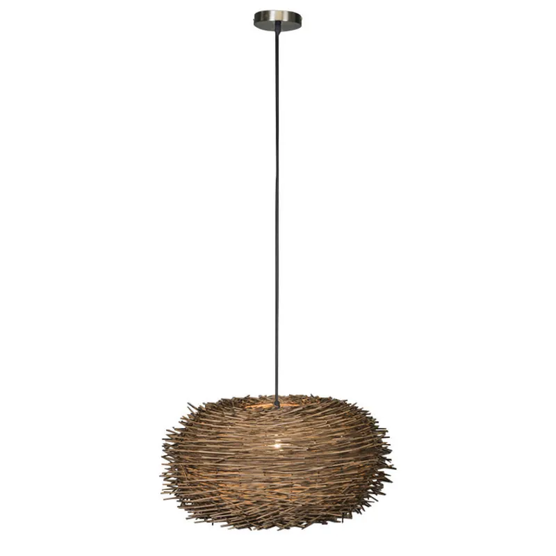 Lage Kosten Qazqa hanglamp hatch hl bruin e27