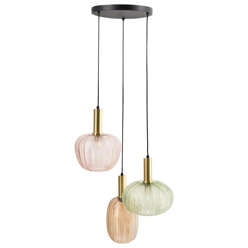 Beperkte Voorraad NJORO - Hanglamp met 3 lichten - Meerkleurig - Glas