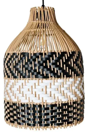 TURABO - Hanglamp - Zwart/Wit - Rotan Nieuw