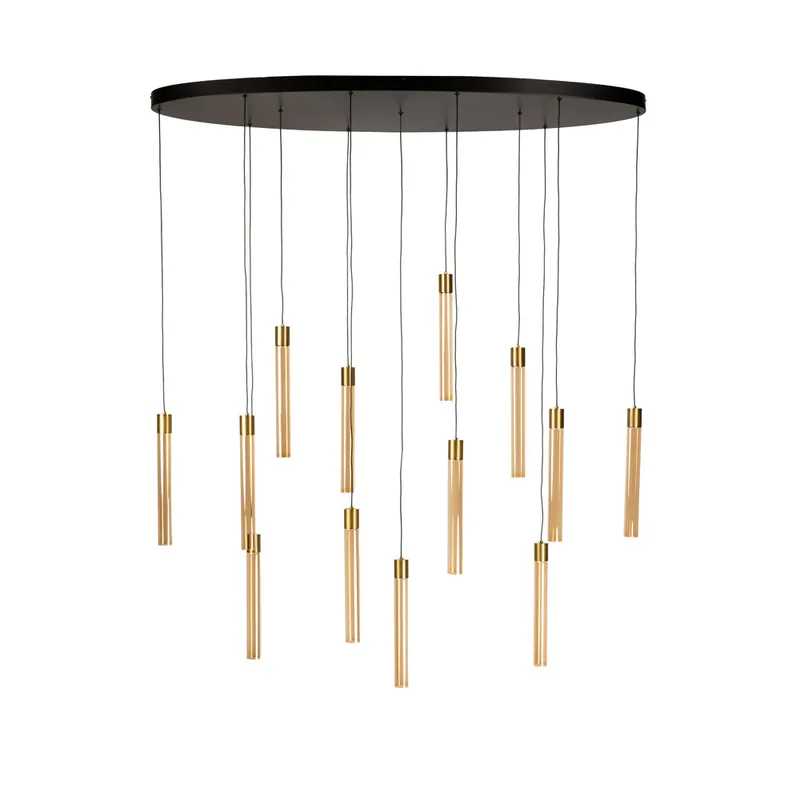 Express Levering 13-lichts LED hanglamp met amber glazen cilinders