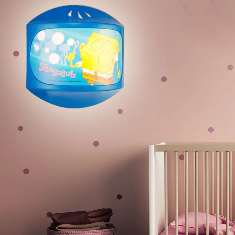 Wandlamp, blauw, Spongebob motief, H 23,5 cm Lage Prijs
