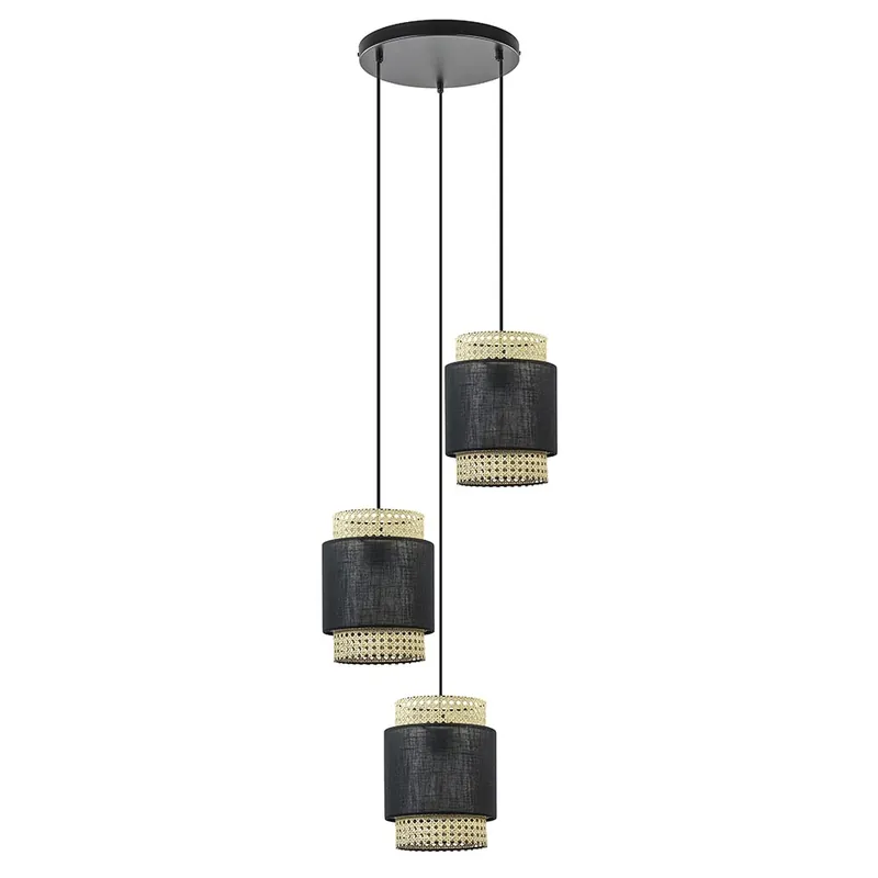 Op = Op 3-Lichts ronde hanglamp zwart met webbing