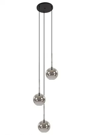 3-Lichts videlamp smoke glas met zwart Actieprijs
