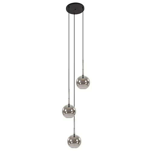3-Lichts videlamp smoke glas met zwart Actieprijs