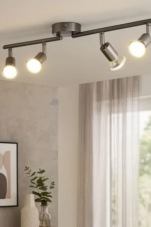 LED plafondspot zilver, beweegbare spots, L 60 cm Shop Nu