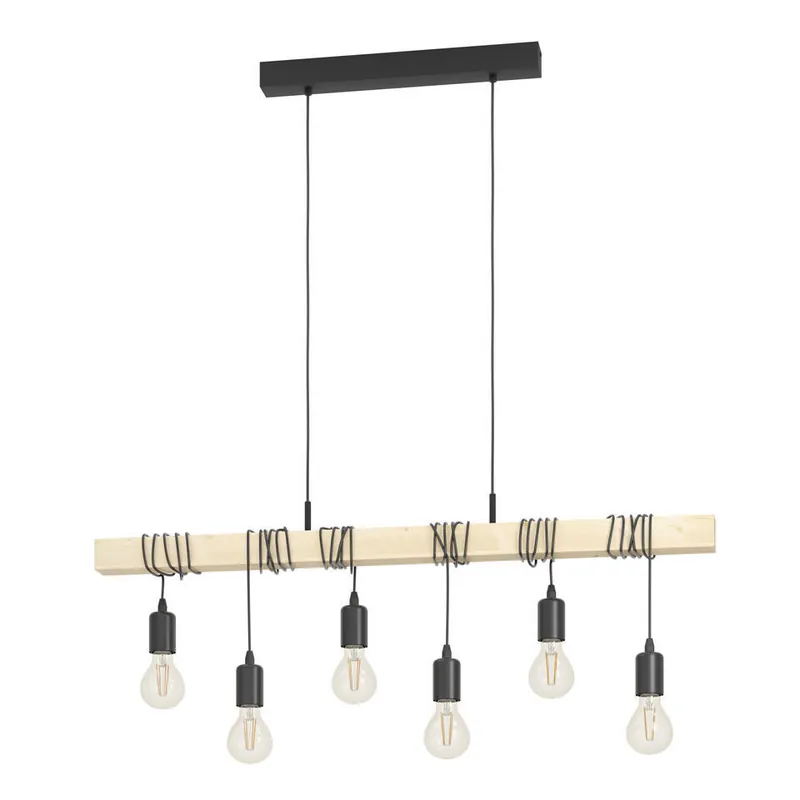 Snelle Levering EGLOTownshendHanglamp-E27-100cm-Zwart/Bruin
