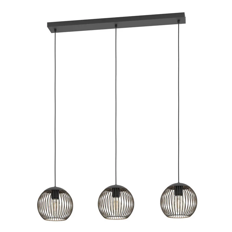 EGLO Almanzora Hanglamp - E27 - 90 cm - Staal - Zwart/Koper Gratis Retour