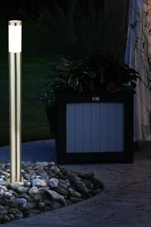 Vloerlamp, roestvrij staal, opaal, zilver, IP44 Beste Prijs