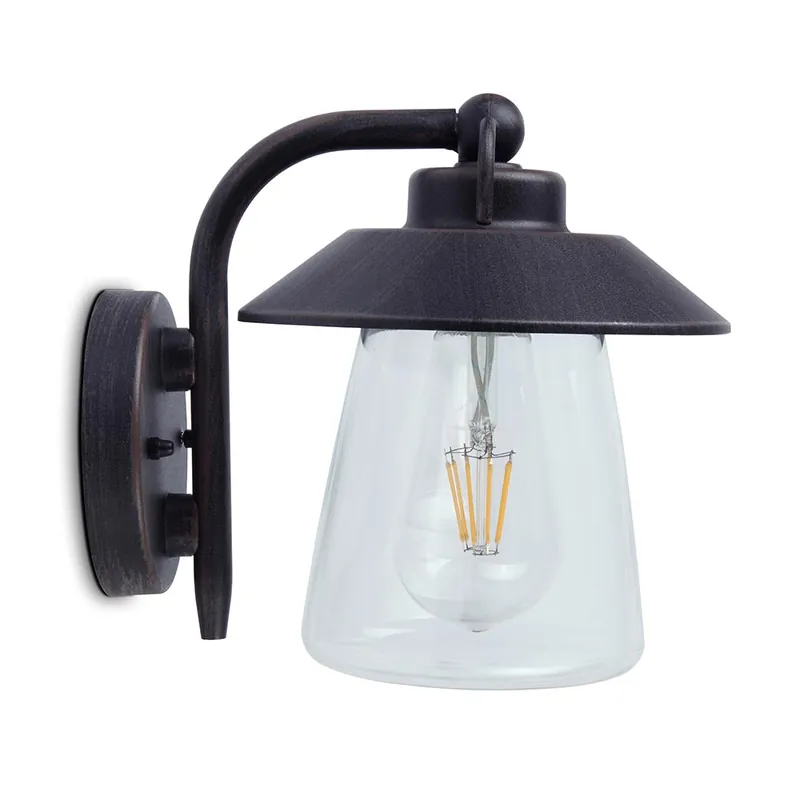 Op = Op Buitenlamp wand zwart + helder glas