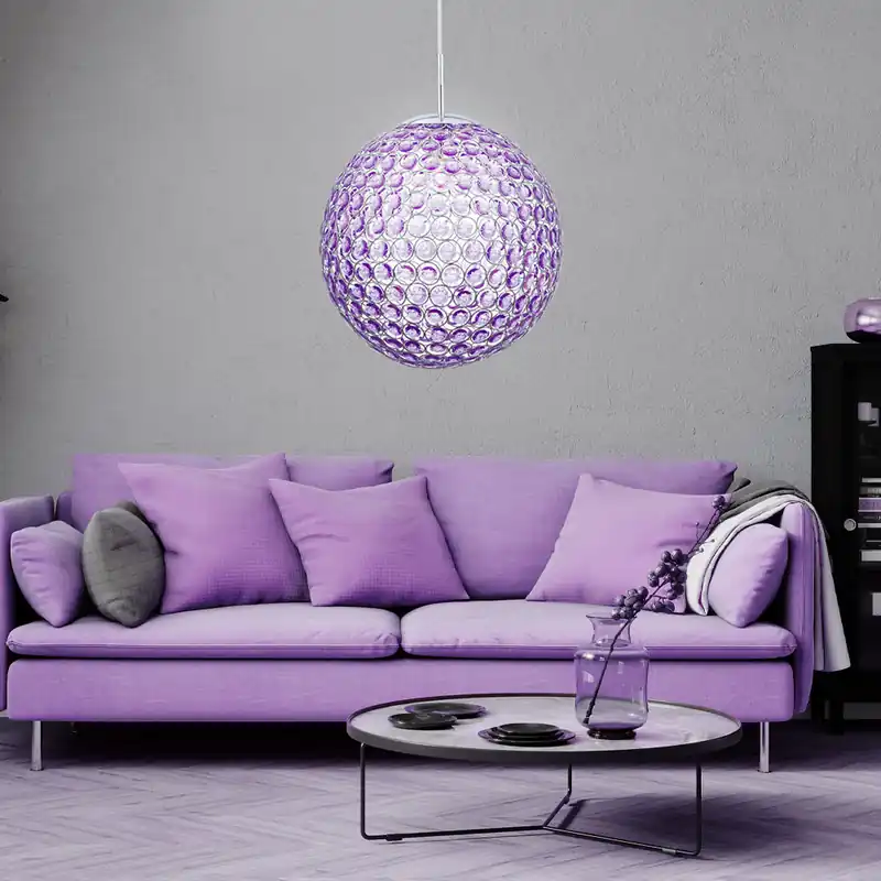 Hanglamp, bolvorm, kristallen in paars Must-Have