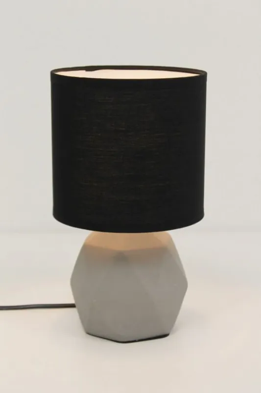 Goedkoop Betongrijze tafellamp SEM | zwarte kap Ø 16 cm