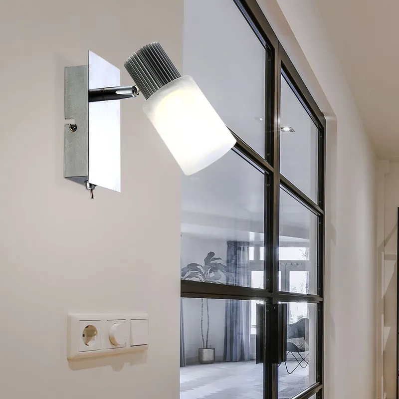 Rechtstreeks Van De Fabrikant LED wandlamp, nikkel, albast, beweegbare spot, L 15,5 cm