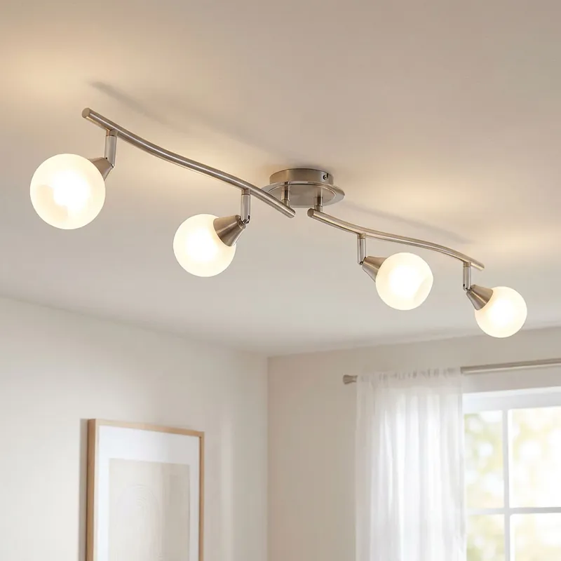 Populair Plafondlamp, chroom, beweegbare spots, L 90 cm