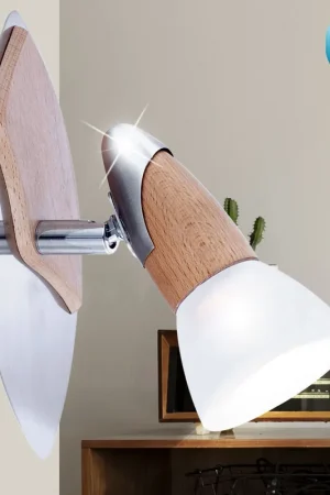 Houten wandlamp, verplaatsbare spot, hoogte 20 cm, LORD II Koop Online