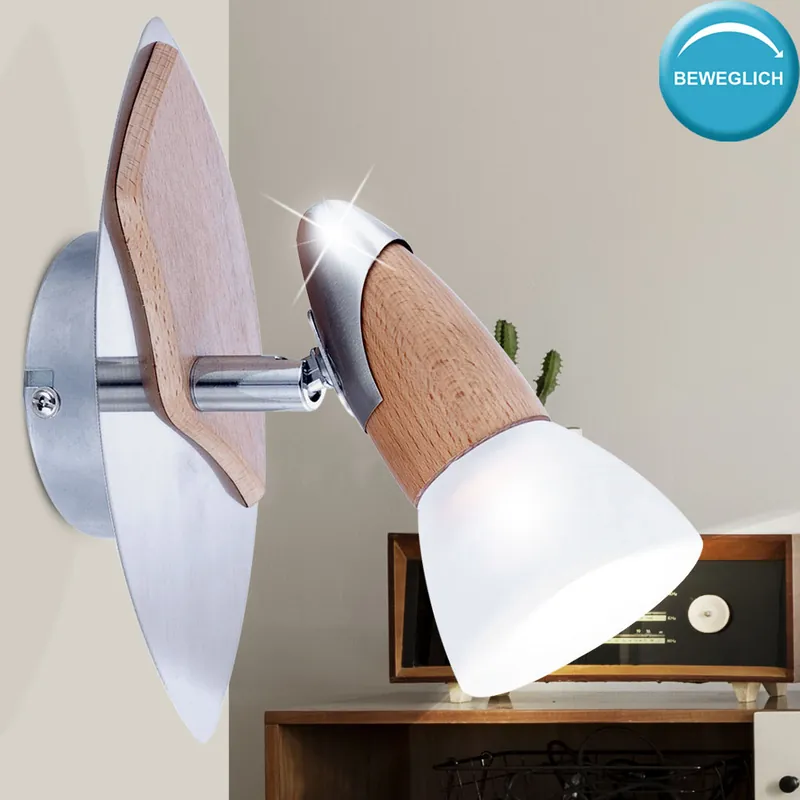 Houten wandlamp, verplaatsbare spot, hoogte 20 cm, LORD II Koop Online