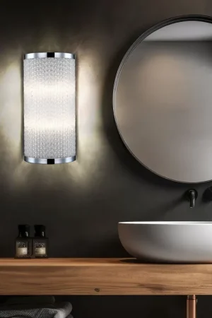 Goedkoop Wandlamp, verchroomd, gesatineerd glas, 2 vlammen, H 30 cm