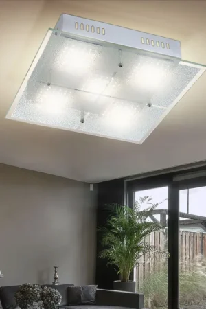 LED plafondlamp, chroom gesatineerd glas, L 28 cm Uitverkoop