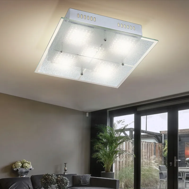 LED plafondlamp, chroom gesatineerd glas, L 28 cm Uitverkoop