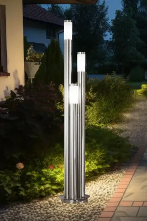 Staande lamp, roestvrij staal, 3 kolommen, H 170 cm, BOSTON Speciale Aanbieding