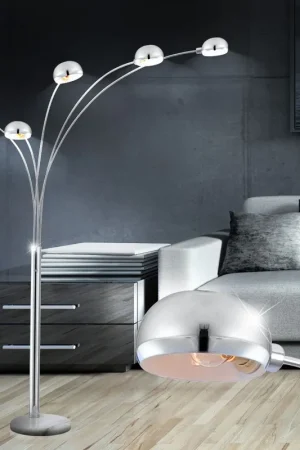 Staande lamp, marmer, zilver, 5-vlam, H 200 cm Aanbieding