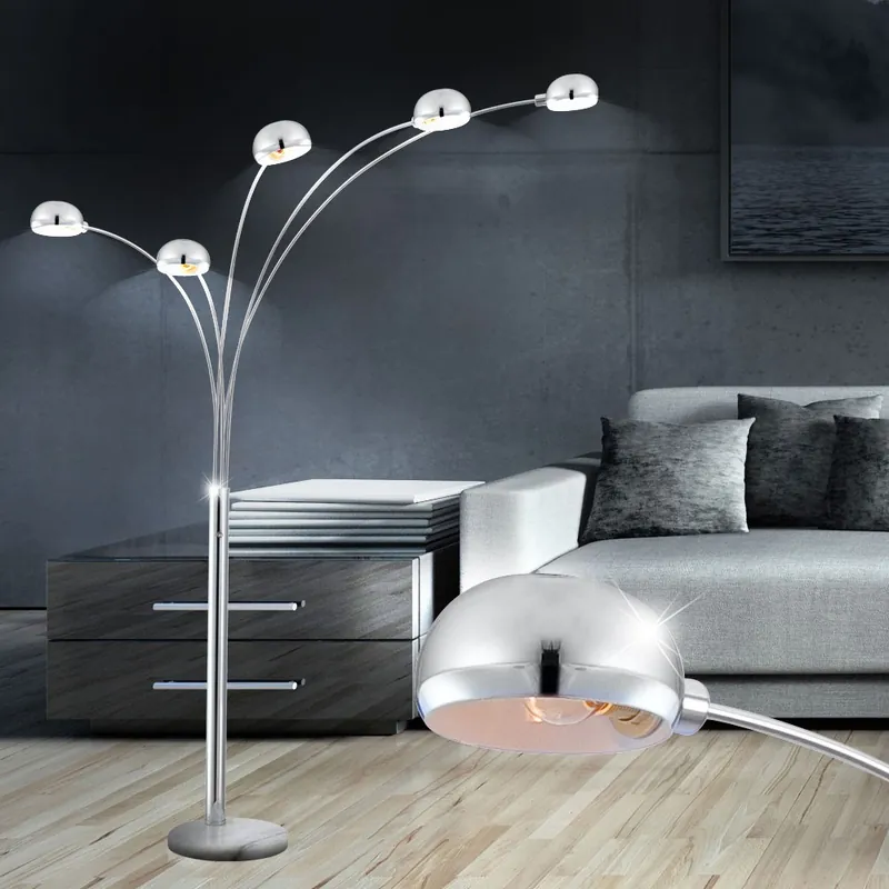 Staande lamp, marmer, zilver, 5-vlam, H 200 cm Aanbieding