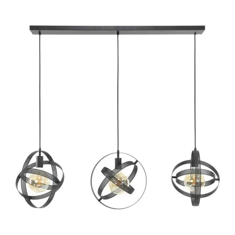 Hanglamp Yaya 3-lichts mesh - Metaal - Zwart Gereduceerde Prijs