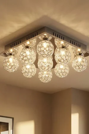 Must-Have Plafondlamp, 9 vlammen, metaal chroom, 37x37x14cm