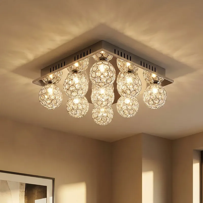 Must-Have Plafondlamp, 9 vlammen, metaal chroom, 37x37x14cm