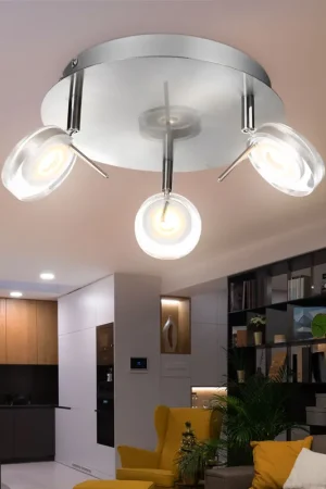 Populair LED plafondlamp, 3 vlammen, beweegbare spots, D 25 cm