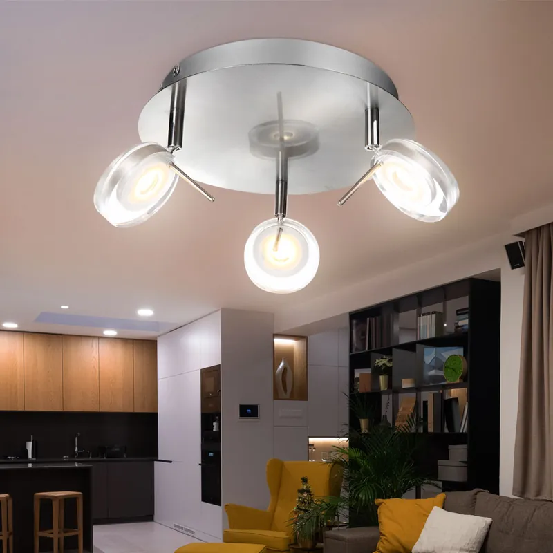 Populair LED plafondlamp, 3 vlammen, beweegbare spots, D 25 cm