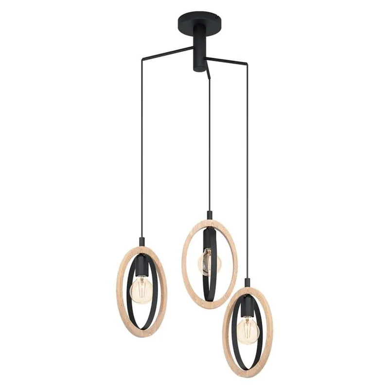 EGLO hanglamp Basildon cluster 3 lamps - zwart/bruin Op = Op