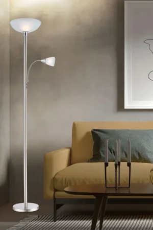 LED plafondlamp in nikkel en chroom met alabaster optische kap Lage Prijs