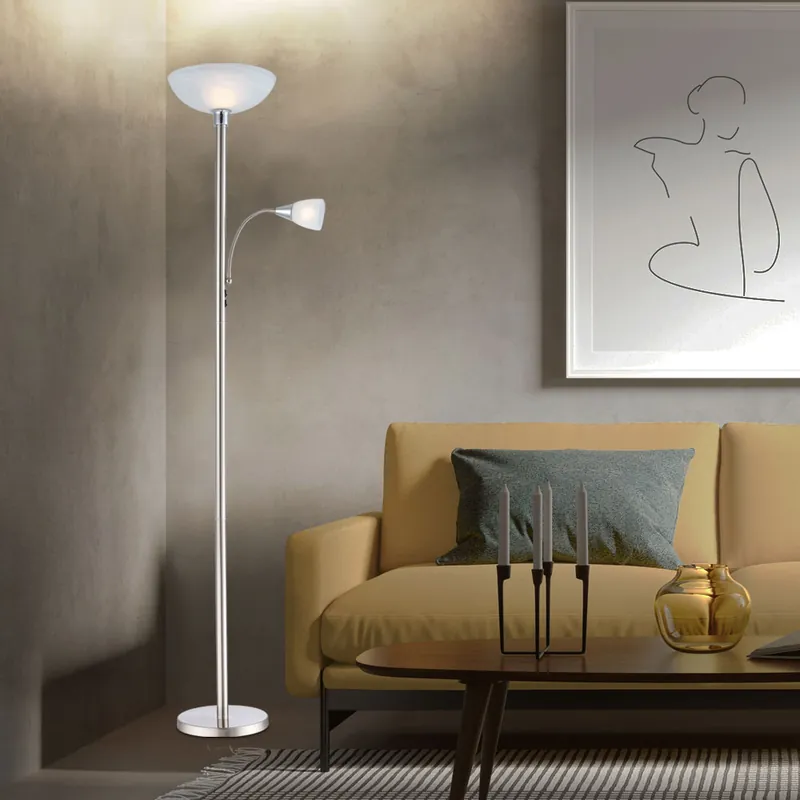 LED plafondlamp in nikkel en chroom met alabaster optische kap Lage Prijs