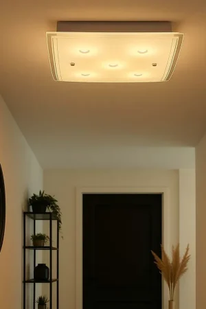 Koop Vandaag LED plafondlamp, chroom, glas, L 28 cm
