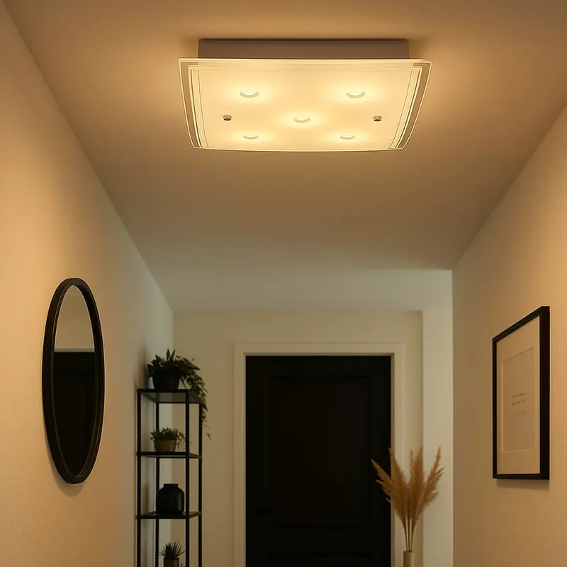 Koop Vandaag LED plafondlamp, chroom, glas, L 28 cm