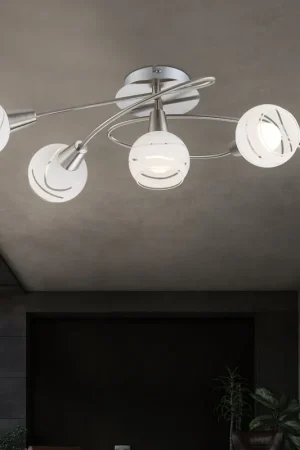 LED plafondlamp, nikkel, gesatineerd glas, L 62,5 cm Goedkoop