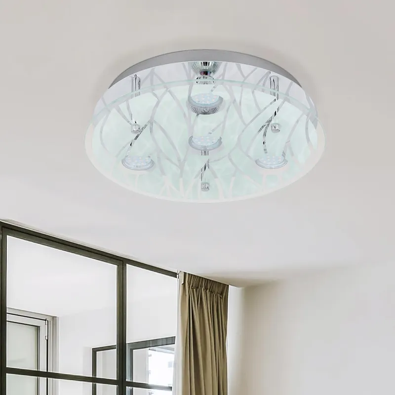 LED plafondlamp, roestvrij staal, chroom, glas, D 35 cm Lage Kosten