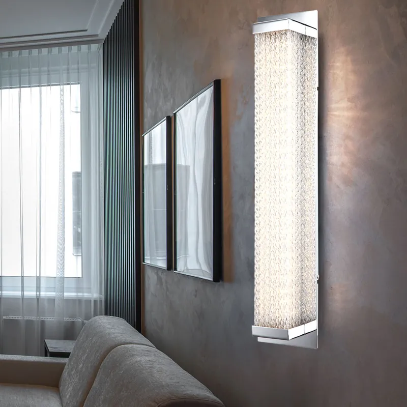 LED wandlamp, gegroefd chroomglas, H 47,5 cm Speciale Aanbieding