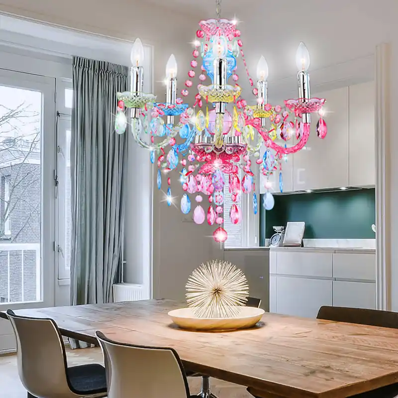 Exclusieve Aanbieding Kroonluchter, kristallen kroonluchter, kleurrijk, 5-lichts, H 149 cm