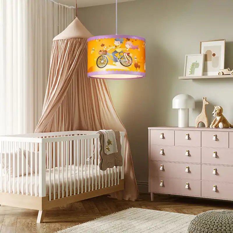 Lage Prijs Hanglamp, kinderen, geel, gedessineerd, D 28 cm