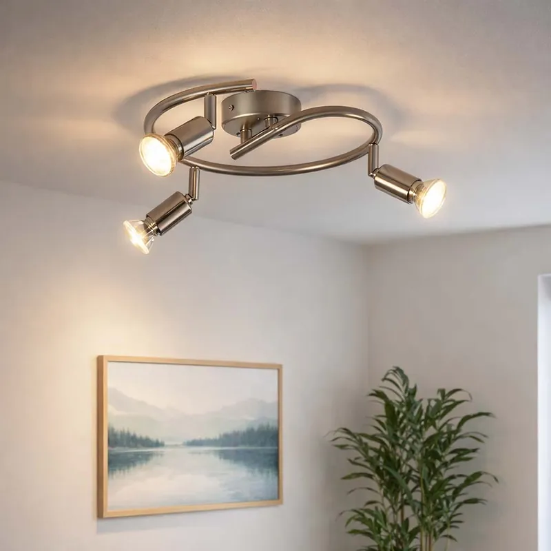Weekendaanbieding LED plafondlamp, zilver, beweegbare spots, D 25 cm