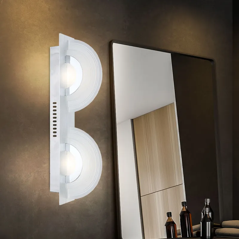 LED wandlamp, 2 vlammen, gesatineerd glas, chroom, L 46 cm Seizoensaanbieding