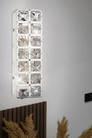 LED wandlamp, kristallen, chroom, L 29 cm Op = Op
