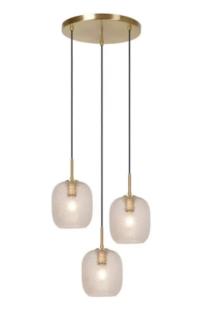 Aanbieding Lucide ALICENT - Hanglamp - Ø 35 cm - 3xE27 - Mat Goud / Messing