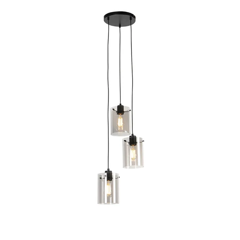 Goedkoop Qazqa hanglamp dome zwart e27
